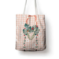 Peach Hawaiian Palaka Tote Bag Kukui Nut Money Lei - Polynesian Pride