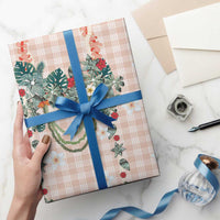 Peach Hawaiian Palaka Wrapping Paper Kukui Nut Money Lei - Polynesian Pride