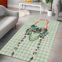 Sage Green Hawaiian Palaka Area Rug Kukui Nut Money Lei - Polynesian Pride