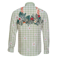 Sage Green Hawaiian Palaka Family Matching Long Sleeve Bodycon Dress and Hawaiian Shirt Kukui Nut Money Lei - Polynesian Pride