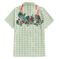 Sage Green Hawaiian Palaka Family Matching Short Sleeve Bodycon Dress and Hawaiian Shirt Kukui Nut Money Lei - Polynesian Pride