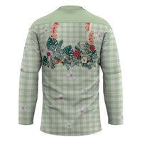 Sage Green Hawaiian Palaka Hockey Jersey Kukui Nut Money Lei - Polynesian Pride