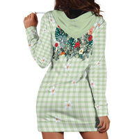 Sage Green Hawaiian Palaka Hoodie Dress Kukui Nut Money Lei - Polynesian Pride