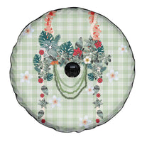 Sage Green Hawaiian Palaka Spare Tire Cover Kukui Nut Money Lei - Polynesian Pride