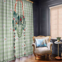 Sage Green Hawaiian Palaka Window Curtain Kukui Nut Money Lei - Polynesian Pride