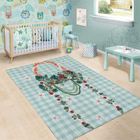 Turquoise Hawaiian Palaka Area Rug Kukui Nut Money Lei - Polynesian Pride