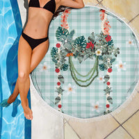 Turquoise Hawaiian Palaka Beach Blanket Kukui Nut Money Lei - Polynesian Pride