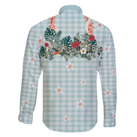 Turquoise Hawaiian Palaka Family Matching Puletasi and Hawaiian Shirt Kukui Nut Money Lei - Polynesian Pride