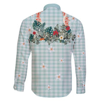 Turquoise Hawaiian Palaka Family Matching Short Sleeve Bodycon Dress and Hawaiian Shirt Kukui Nut Money Lei - Polynesian Pride