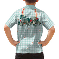 Turquoise Hawaiian Palaka Family Matching Tank Maxi Dress and Hawaiian Shirt Kukui Nut Money Lei - Polynesian Pride