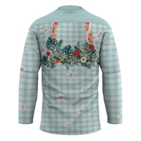 Turquoise Hawaiian Palaka Hockey Jersey Kukui Nut Money Lei - Polynesian Pride