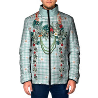 Turquoise Hawaiian Palaka Padded Jacket Kukui Nut Money Lei - Polynesian Pride