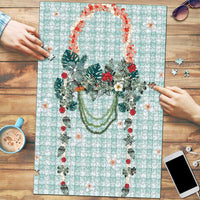 Turquoise Hawaiian Palaka Puzzle Kukui Nut Money Lei - Polynesian Pride