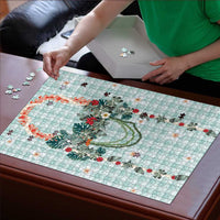 Turquoise Hawaiian Palaka Puzzle Kukui Nut Money Lei - Polynesian Pride