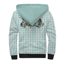 Turquoise Hawaiian Palaka Sherpa Hoodie Kukui Nut Money Lei - Polynesian Pride