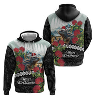 Meri Kirihimete Tuatara Zip Hoodie New Zealand Fern with Puhutukawa Flowers
