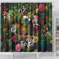 Meri Kirihimete Kakapo Santa Shower Curtain Merry Christmas with Tropical Vibe