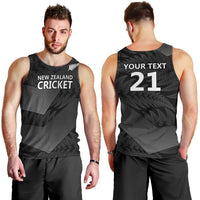 New Zealand Cricket Custom Men Tank Top Potae Pango Black Fern Pattern