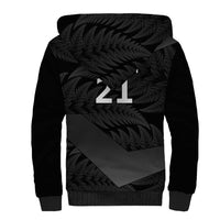 New Zealand Cricket Custom Sherpa Hoodie Potae Pango Black Fern Pattern