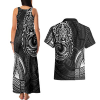 Polynesian Turtle Tribal Tattoo Couples Matching Tank Maxi Dress and Hawaiian Shirt Black Style