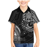 Polynesian Turtle Tribal Tattoo Family Matching Mermaid Dress and Hawaiian Shirt Black Style