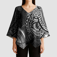 Polynesian Turtle Tribal Tattoo Kimono Sleeve Blouse Black Style - Polynesian Pride