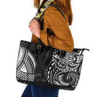 Polynesian Turtle Tribal Tattoo Leather Tote Bag Black Style