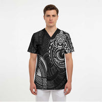Polynesian Turtle Tribal Tattoo Scrub Top Black Style - Polynesian Pride
