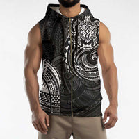 Polynesian Turtle Tribal Tattoo Sleeveless Zip Hoodie Black Style - Polynesian Pride