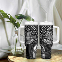 Polynesian Turtle Tribal Tattoo Tumbler With Handle Black Style