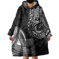Polynesian Turtle Tribal Tattoo Wearable Blanket Hoodie Black Style