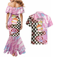 Personalized Japanese Kawaii Sushi Roll Couples Matching Mermaid Dress and Hawaiian Shirt Wagara Palaka Pattern LT9 - Polynesian Pride