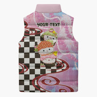 Personalized Japanese Kawaii Sushi Roll Sleeveless Puffer Jacket Wagara Palaka Pattern