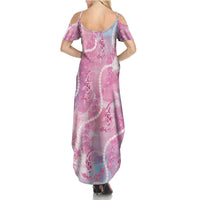 Japanese Koi Fish Family Matching Summer Maxi Dress and Hawaiian Shirt Pink Wagara Palaka Honohono Pikake Lei LT9 - Polynesian Pride