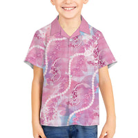 Japanese Koi Fish Family Matching Summer Maxi Dress and Hawaiian Shirt Pink Wagara Palaka Honohono Pikake Lei LT9 Son's Shirt Pink - Polynesian Pride