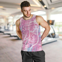 Japanese Koi Fish Men Tank Top Pink Wagara Palaka Honohono Pikake Lei