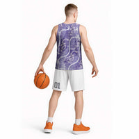 Japanese Koi Fish Basketball Jersey Purple Wagara Palaka Honohono Pikake Lei
