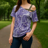 Japanese Koi Fish Cross Shoulder Shirt Purple Wagara Palaka Honohono Pikake Lei