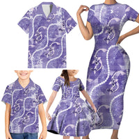 Japanese Koi Fish Family Matching Short Sleeve Bodycon Dress and Hawaiian Shirt Purple Wagara Palaka Honohono Pikake Lei LT9 - Polynesian Pride