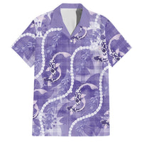 Japanese Koi Fish Family Matching Short Sleeve Bodycon Dress and Hawaiian Shirt Purple Wagara Palaka Honohono Pikake Lei LT9 Dad's Shirt - Short Sleeve Purple - Polynesian Pride