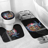 Personalized Japanese Koi Fish Ramen Bathroom Set Aloha Shark Kakau Pattern LT9 Mat Set Only (3 pcs) One Size Black - Polynesian Pride