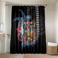 Personalized Japanese Koi Fish Ramen Bathroom Set Aloha Shark Kakau Pattern LT9 Shower Curtain Only Black - Polynesian Pride