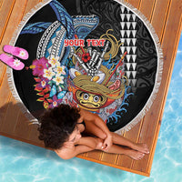 Personalized Japanese Koi Fish Ramen Beach Blanket Aloha Shark Kakau Pattern LT9 - Polynesian Pride