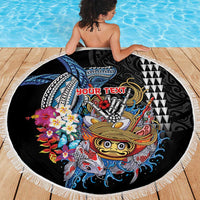 Personalized Japanese Koi Fish Ramen Beach Blanket Aloha Shark Kakau Pattern LT9 - Polynesian Pride