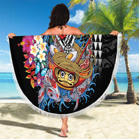 Personalized Japanese Koi Fish Ramen Beach Blanket Aloha Shark Kakau Pattern LT9 - Polynesian Pride