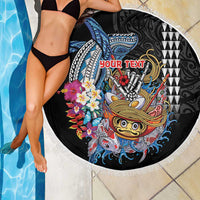 Personalized Japanese Koi Fish Ramen Beach Blanket Aloha Shark Kakau Pattern LT9 - Polynesian Pride