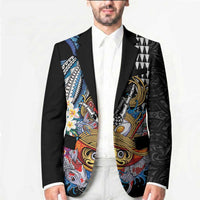Personalized Japanese Koi Fish Ramen Blazer Aloha Shark Kakau Pattern LT9 - Polynesian Pride