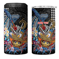 Personalized Japanese Koi Fish Ramen 4 in 1 Can Cooler Tumbler Aloha Shark Kakau Pattern