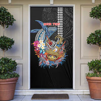 Personalized Japanese Koi Fish Ramen Door Cover Aloha Shark Kakau Pattern