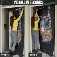 Personalized Japanese Koi Fish Ramen Door Cover Aloha Shark Kakau Pattern